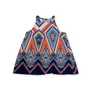 Karlie Multicolor Paisley Halter Top Sleeveless‎ Blouse Boho Bohemian S